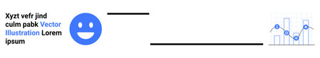 User feedback, data visualization, customer satisfaction, analytics, business monitoring, performance tracking. happy face linked to bar and line graphs. Data visualization and user feedback conceptのイラスト素材