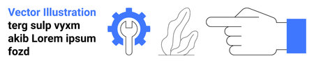 Technology, nature, user interaction, repair, mechanics, sustainability. Blue gear and wrench icon,...