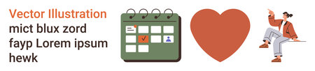 Time management, healthcare, social connection, love, planning, organization. Calendar with...