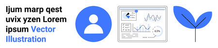 Technology, analytics, business, user profile, finance, sustainability. A user icon, analytic...
