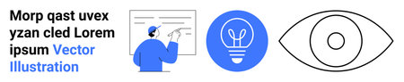 Education, creativity, vision, learning, innovation, concept illustration. A person writing on a...