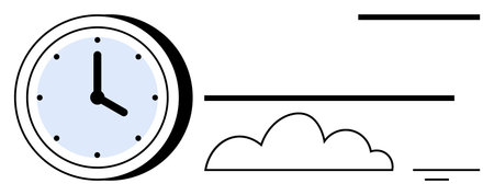 Time management concept. Clock symbol with cloud s efficient workflow and productivity. Time...