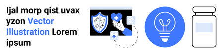 Healthcare, cybersecurity, innovation, technology, medical services, protection. Digital shield with...