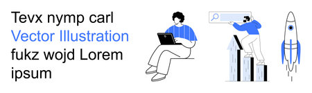Business growth, innovation, technology, entrepreneurship, digital analysis, teamwork. A person...