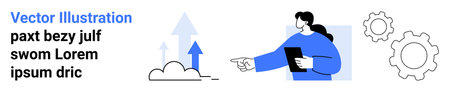 Business growth, technology innovation, teamwork, digital collaboration, economic progress,...