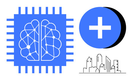 Artificial intelligence concept. Artificial intelligence chip with a neural network design,...