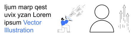 Growth, success, strategy, effort, goal-setting, progress. Abstract elements show a person aiming...