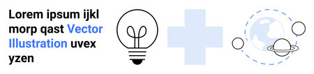 Innovation, healthcare, education, sustainability, global connectivity, technology. Light bulb,...