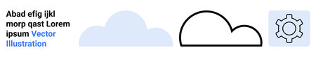 Minimalist design of two cloud shapes and gear icon, highlighting themes of cloud computing, system...
