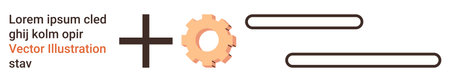 Industrial engineering, teamwork concepts, connection building, creativity, process workflow, education content. Gear icon alongside text and bars. Industrial engineering and teamwork conceptsのイラスト素材