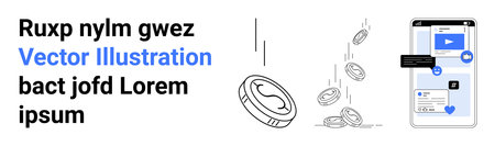 E-commerce, digital banking, mobile payments, online transactions, fintech, modern finance. Smartphone with a screen showing online transactions. E-commerce and digital banking conceptのイラスト素材