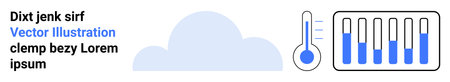 Cloud, thermometer with temperature readings, and bar chart illustrating variations. Ideal for...