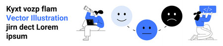 Emotional expression, digital communication, user interface concepts, coding, teamwork, technology...