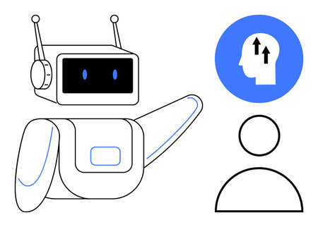 Artificial intelligence concept. Artificial intelligence through a robot engaging with human...