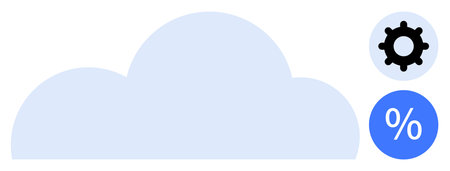 Cloud storage concept. A cloud shape accompanied by settings and percentage symbols, cloud...