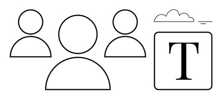 User profile concept. User profiles ed with minimalist outlines, including group avatars and a...