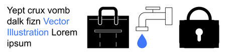 Security, data protection, resource management, privacy, business tools, secure systems. Black...