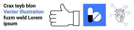 Healthcare, pharmaceuticals, medical education, anatomy, approval, medical concepts. Thumbs up icon,...