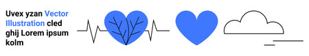 Healthcare, nature, wellness, sustainability, mindfulness, eco-consciousness. Blue heart with...