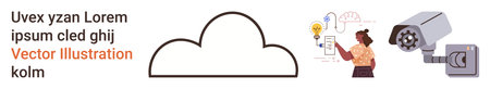 Cloud technology, cybersecurity, remote access, innovation, surveillance, data security. Visual of a...