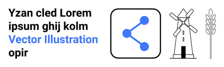 Social media, farming, communication, renewable energy, agriculture, design layouts. Blue connection...