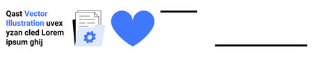 Collaboration, teamwork, organization, business processes, love, creativity. A blue heart, document...