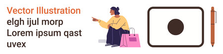 Shopping, consumer behavior, lifestyle, minimalism, communication, and design. A seated woman with...