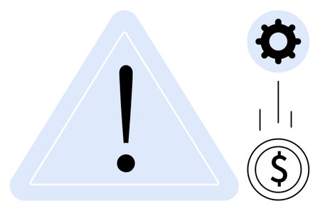 Risk management concept. Risk through warning signs, financial symbols, and process icons. Risk...