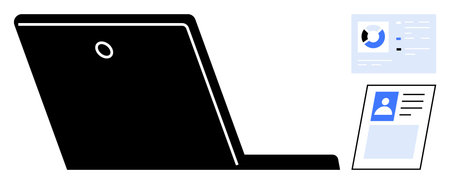 Online identity concept. Online identity ed through a laptop, digital dashboard, and personal...