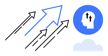 Growth concept. Arrows personal and professional growth with a head icon self-improvement,...