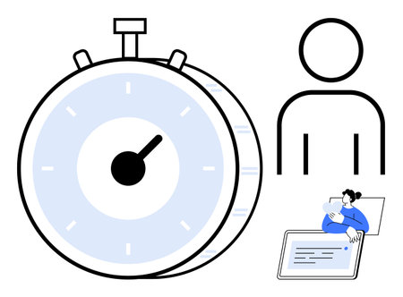 Time management. Stopwatch productivity and task organization. Includes a personal icon and person...