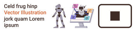 Artificial intelligence, robotics, futuristic technology, digital interfaces, system automation,...