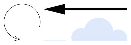 Direction concept. Arrow, circular symbol, and cloud illustrate direction and flow. Direction highlights transportation, navigation, process optimization, and connectivity. Useful for techのイラスト素材