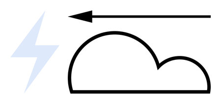 Cloud computing concept. Cloud icon with electricity and directional arrow, cloud computing, energy...