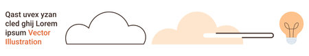 Creativity, cloud computing, innovation, brainstorming, technology, and productivity. Minimalist graphic with a cloud outline and a lightbulb. Creativity and cloud computingのイラスト素材