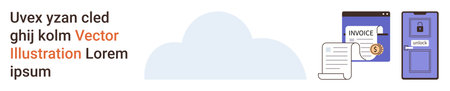 Cloud computing, digital invoices, secure payment, online transactions, cybersecurity, modern...