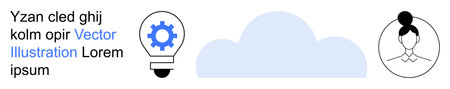 Cloud computing, technology, digital innovation, user identity, online services, cloud storage. Lightbulb with gear, cloud icon and female profile. Cloud computing and technologyのイラスト素材