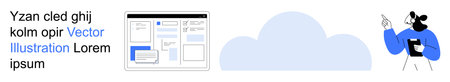 Cloud computing, data storage, website design, teamwork, technology, minimalism. A cloud icon,...