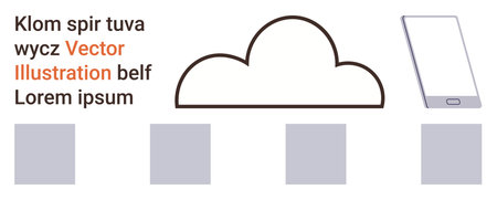 Cloud technology, data organization, digital tools, networking, storage solutions, IT concepts. Central cloud icon with device and grid. Cloud technology and data organization conceptのイラスト素材