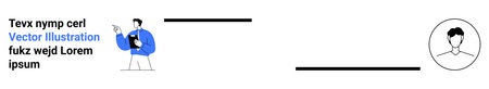Business management, profile evaluation, user insights, decision-making, team assessment, leadership. A person holding a clipboard and a user profile icon. Business management and profile evaluationのイラスト素材