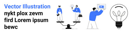Group balancing priorities, holding lightbulb ideas, and sharing presentations. Ideal for...