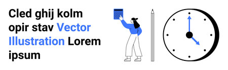 Time management, education design, productivity, organization tools, visual learning, minimalistic layouts. Person holds a square. Time management and education design conceptsのイラスト素材