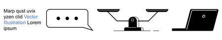 Communication, justice, technology, decision-making, legal systems, digital tools. Black icons of a...