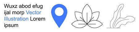 Navigation, natural beauty, mindfulness, botanical elements, eco-themed branding, relaxation. Blue...