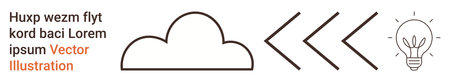 Creativity, innovation, brainstorming, digital transformation, minimal design, instructional content. Minimalist cloud, arrow sequence and light bulb design with placeholder text. Creativityのイラスト素材