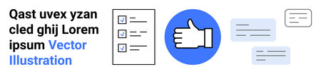 Communication, decision-making, collaboration, feedback, agreement, task management. Thumbs up icon...