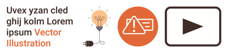 Creativity, innovation, warning signals, video content, technology, digital alerts. Visual includes...