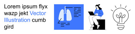 Medical research, remote work, creativity, healthcare, innovation, technology. Image of lungs, a...