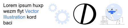 Technology innovation, teamwork, creativity, urban development, progress, motivation. Gears,...