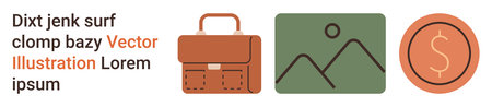 Business, organization, digital communications, workplace, finance, marketing. Features a briefcase,...